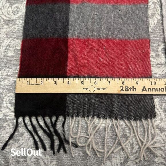 Charter Club Unisex Multicolor Plaid Cashmere Scarf with Tassel Fringe - Picture 4 of 7